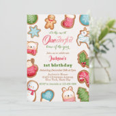 Schattigee Winter Onederful Vakantie 1e Verjaardag Kaart (Staand voorkant)