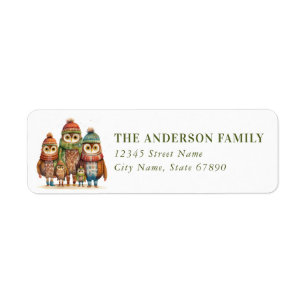 Schattigee Winter Owl Family Retour Adreslabels Etiket