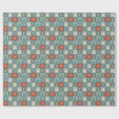 Schattigee Winter Patchwork Patroon Wrapping Paper Cadeaupapier (Vlak)