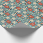 Schattigee Winter Patchwork Patroon Wrapping Paper Cadeaupapier (Hoek)