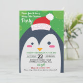 Schattigee Winter Penguin Kerstfeest Uitnodiging (Staand voorkant)