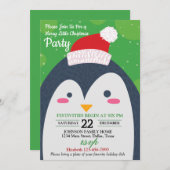 Schattigee Winter Penguin Kerstfeest Uitnodiging (Voorkant / Achterkant)