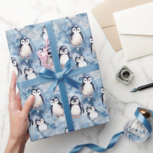 Schattigee Winter Penguin Wrapping Paper Design