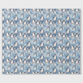 Schattigee Winter Penguin Wrapping Paper Design Cadeaupapier (Vlak)