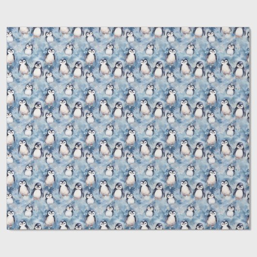 Schattigee Winter Penguin Wrapping Paper Design Cadeaupapier (Vlak)