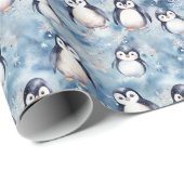 Schattigee Winter Penguin Wrapping Paper Design Cadeaupapier (Rol Hoek)