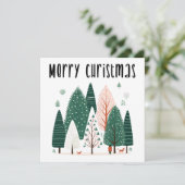 Schattigee Winter Pine Tree Family Christmas Kaart (Staand voorkant)