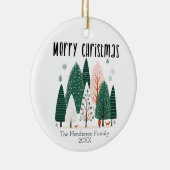 Schattigee Winter Pine Tree Family Christmas Kaart Keramisch Ornament (Rechts)