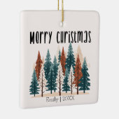 Schattigee Winter Pine Woodland Christmas Keramisch Ornament (Rechts)