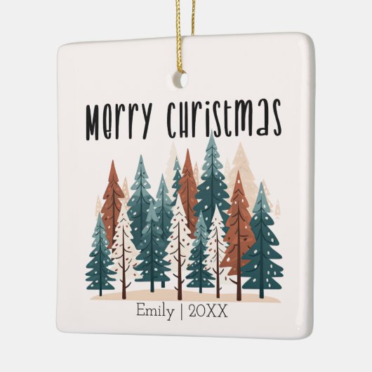 Schattigee Winter Pine Woodland Christmas Keramisch Ornament (Links)