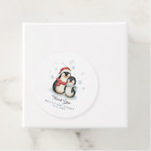 Schattigee Winter Pinguïn Familie Kerst Baby showe Bedankjes Labels (In situ)