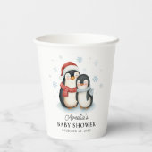 Schattigee Winter Pinguïn Familie Kerst Baby showe Papieren Bekers (Achterkant)