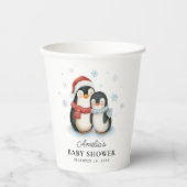 Schattigee Winter Pinguïn Familie Kerst Baby showe Papieren Bekers (Voorkant)
