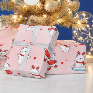 Schattigee Winter Polar Beer Cartoon Naadloos Patr Cadeaupapier