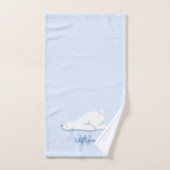 Schattigee Winter Polar Beer Custom Naam Kinder Ha Bad Handdoek (Handdoek)