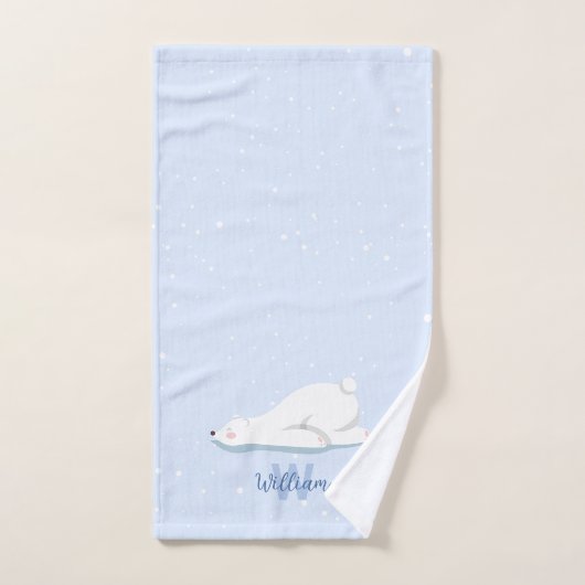 Schattigee Winter Polar Beer Custom Naam Kinder Ha Bad Handdoek (Handdoek)