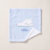 Schattigee Winter Polar Beer Custom Naam Kinder Ha Bad Handdoek (Wasdoekje)