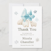 Schattigee winter Polar Beren Baby shower Bedankkaart (Voorkant)