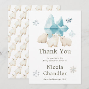 Schattigee winter Polar Beren Baby shower Bedankkaart