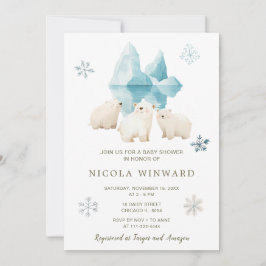 Schattigee winter Polar Beren Baby shower Kaart