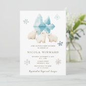 Schattigee winter Polar Beren Baby shower Kaart (Staand voorkant)