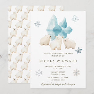 Schattigee winter Polar Beren Baby shower Kaart