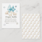 Schattigee Winter Polar Beren Baby shower Luier Ra Informatiekaartje (Voorkant / Achterkant)