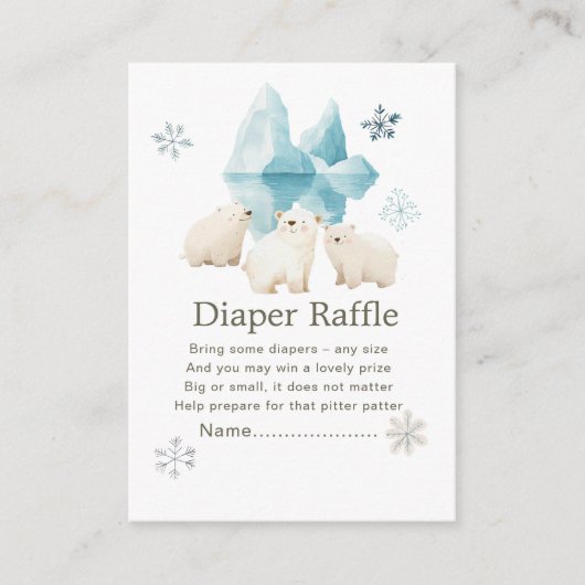 Schattigee Winter Polar Beren Baby shower Luier Ra Informatiekaartje (Voorkant)