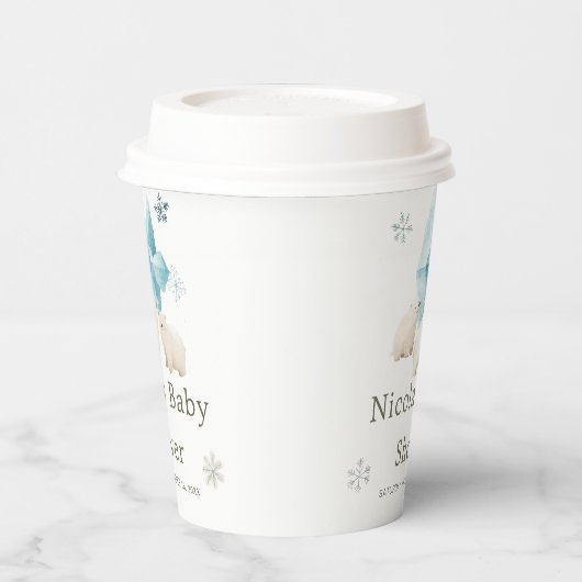 Schattigee winter Polar Beren Baby shower Papieren Bekers (Links)