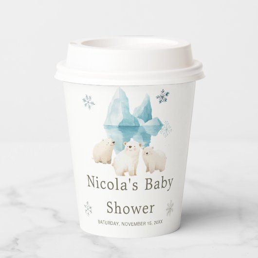 Schattigee winter Polar Beren Baby shower Papieren Bekers (Achterkant)