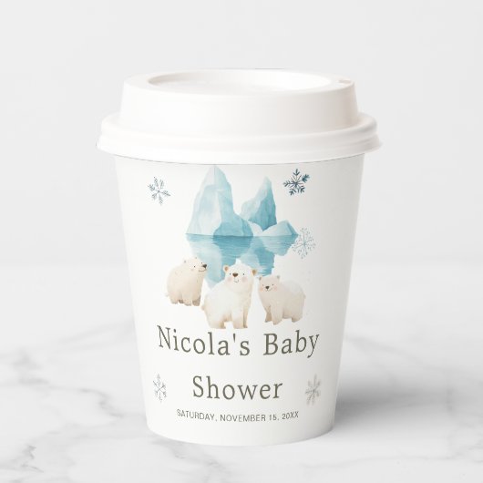 Schattigee winter Polar Beren Baby shower Papieren Bekers (Voorkant)