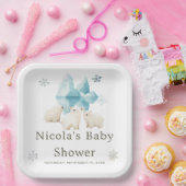 Schattigee winter Polar Beren Baby shower Papieren Bordje (Feest)