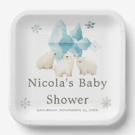 Schattigee winter Polar Beren Baby shower Papieren Bordje