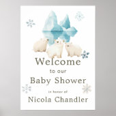 Schattigee winter Polar Beren Baby shower Poster (Voorkant)