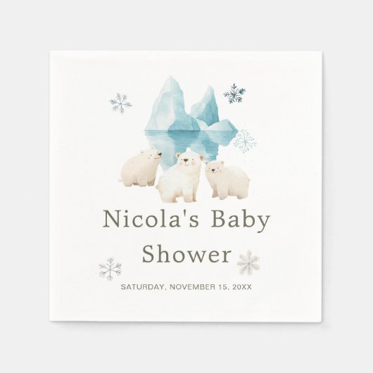 Schattigee winter Polar Beren Baby shower Servet (Voorkant)