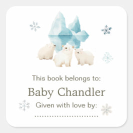 Schattigee winter Polar Beren Baby shower Vierkante Sticker