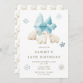 Schattigee Winter Polar Beren Verjaardagsfeest Kaart (Voorkant / Achterkant)