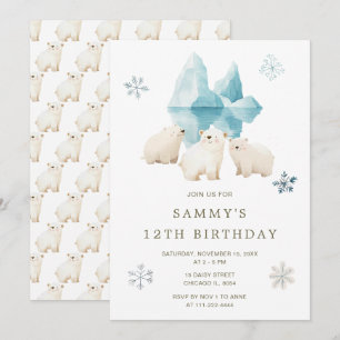 Schattigee Winter Polar Beren Verjaardagsfeest Kaart