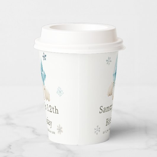 Schattigee Winter Polar Beren Verjaardagsfeest Papieren Bekers (Rechts)