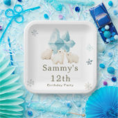 Schattigee Winter Polar Beren Verjaardagsfeest Papieren Bordje (Feest)