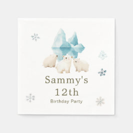 Schattigee Winter Polar Beren Verjaardagsfeest Servet