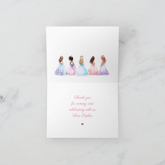 Schattigee Winter Princess Royal Verjaardag Meisje Bedankkaart (Binnen)