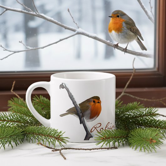 Schattigee Winter Robin Bird Kerst Espresso Cup Espresso Kop