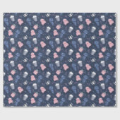 Schattigee Winter Roze Blauwe Beanie Pet Sjaal Pat Cadeaupapier (Vlak)