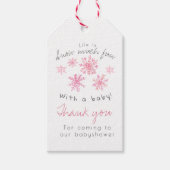 Schattigee winter Roze sneeuwvlok babyshower gunst Cadeaulabel (Voorkant)