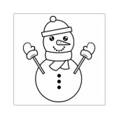 Schattigee Winter Sneeuwman Cartoon Illustratie Fe Rubberstempel (Afrduk)