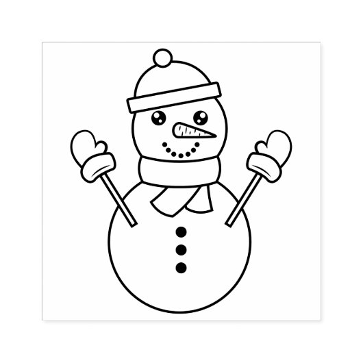 Schattigee Winter Sneeuwman Cartoon Illustratie Fe Rubberstempel (Afrduk)