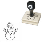 Schattigee Winter Sneeuwman Cartoon Illustratie Fe Rubberstempel (Gestempeld)