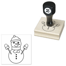 Schattigee Winter Sneeuwman Cartoon Illustratie Fe Rubberstempel
