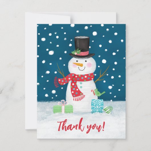 Schattigee Winter Sneeuwman Kerstmis Dank u Feestdagenkaart (Voorkant)